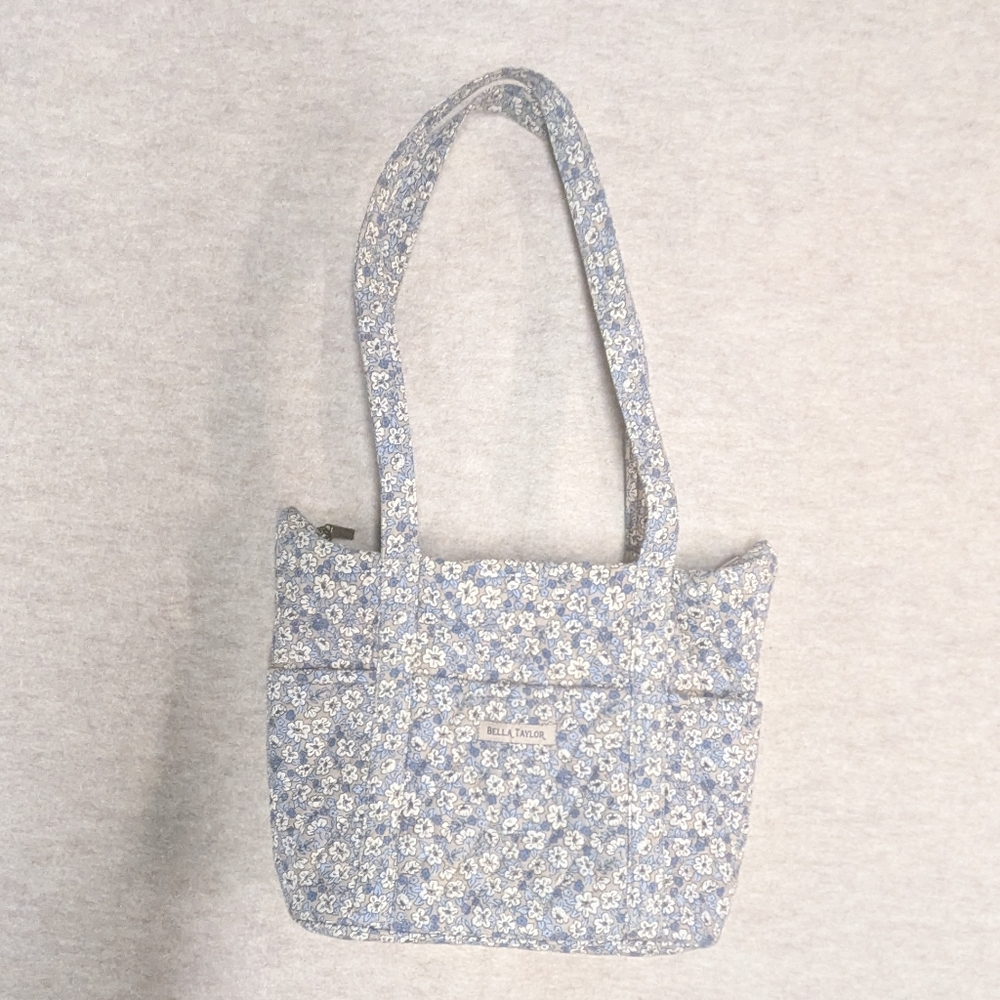 Kahki Floral Stride Tote Bella Taylor Quilted Pockets Shoulder Bag Zip Top Med - Picture 4 of 12